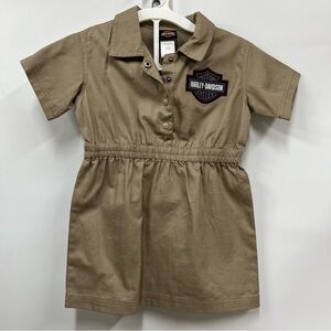 Harley-Davidson Tan Kids Dress size 4/5 Bar & shield collared 100% cotton